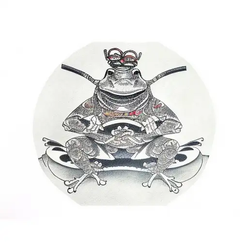 samurai frog tattoo design idea
