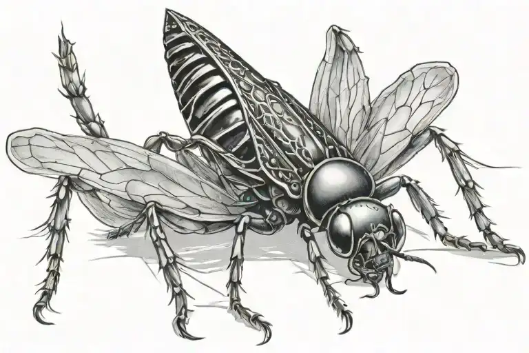 cricket insect tattoo design idea