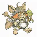 bear rabbit lion goblin girl tattoo design idea