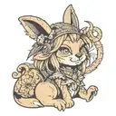 bear rabbit lion goblin girl tattoo design idea