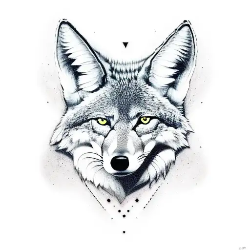 The tattoo features a realistic depiction of a coyote lounging or reclining, against a backdrop of a deserted highway tattoo design idea