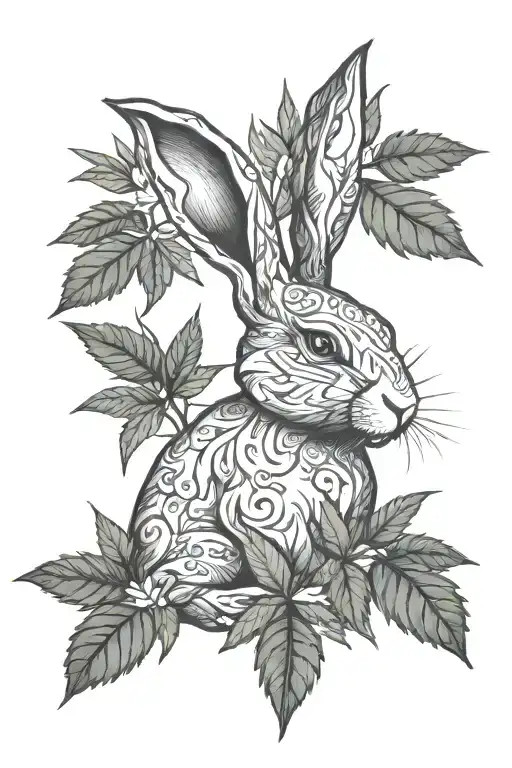 rabbit marijuana tattoo design idea