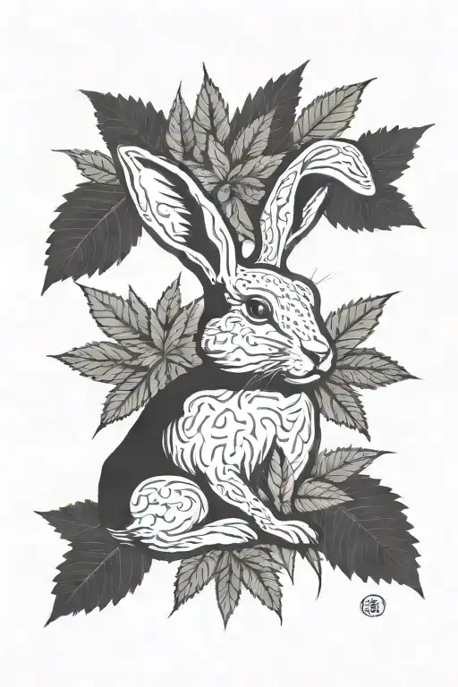 rabbit marijuana tattoo design idea
