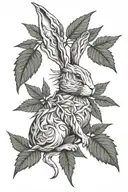 rabbit marijuana leaf intertwined tattoo design idea