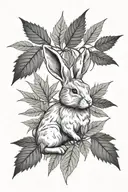 rabbit marijuana leaf intertwined tattoo design idea