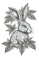 rabbit marijuana tattoo design idea