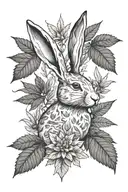 rabbit marijuana tattoo design idea