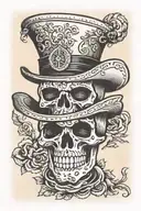 el mariachi skull with hat mustache tattoo design idea