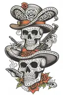 el mariachi skull with hat mustache tattoo design idea