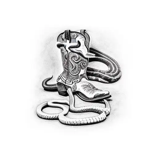 cowboy stomping on a rattlesnake tattoo design idea