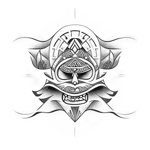 tiki style triathlon tattoo design idea