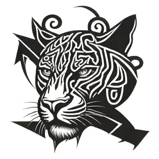 celtic knot black panther head  tattoo design idea
