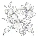 Violet flower iris flower and chrysathum flower on a vine  tattoo design idea