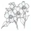 Violet flower iris flower and chrysathum flower on a vine  tattoo design idea