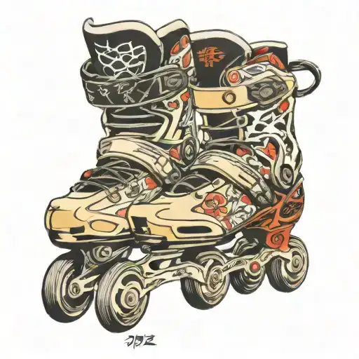 football shoes, inline speed skates tattoo design idea