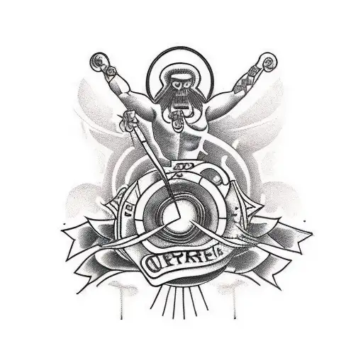 "I see the strings that control the future" upper arm contains eye greek style tattoo design idea