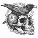 raven skull tattoo design idea