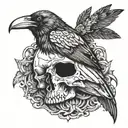 raven skull tattoo design idea
