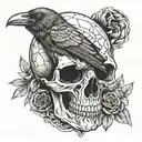 raven skull tattoo design idea