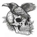 raven skull tattoo design idea