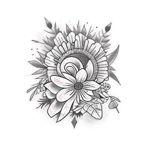 boho flowers chickens ducks hippy sunshine survivor strong tattoo design idea