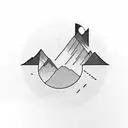 A minimalist design of a mountain range with a sun rising over it, symbolizing self-love and the beauty of the outdoors tattoo design idea