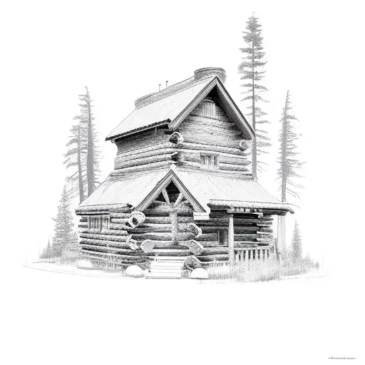 mammoth mountain cabin tattoo design idea