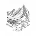 mammoth with mountains tattoo design idea