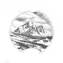 mammoth with mountains tattoo design idea