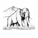 mammoth with mountains tattoo design idea