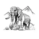 mammoth with mountains tattoo design idea