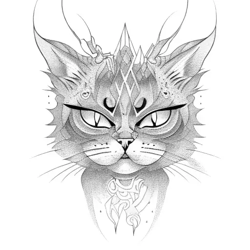 cat demon tattoo design idea