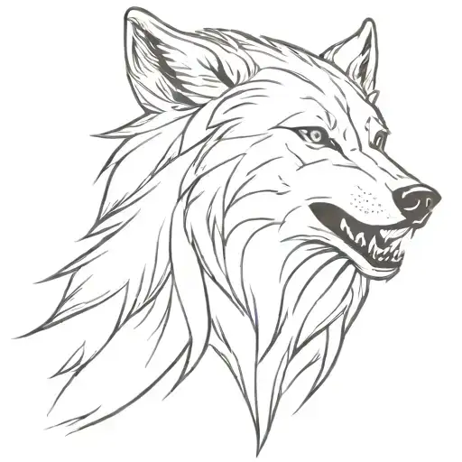 roaring wolf with attitude look more like trees tattoo design idea