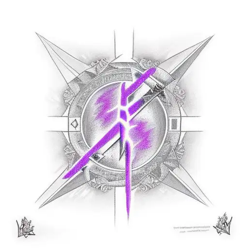 purple lightning forming a cross tattoo design idea