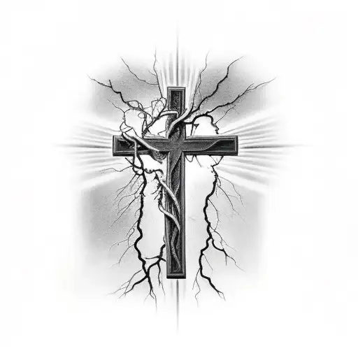 cross made of lightning tattoo design idea