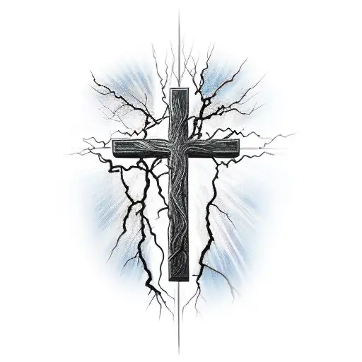 cross made of lightning tattoo design idea
