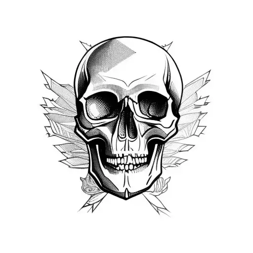 skull with dagger  tattoo design idea