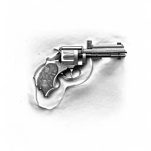 gun revolver tattoo design idea