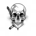 skull with dagger  tattoo design idea