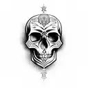 skull with dagger  tattoo design idea