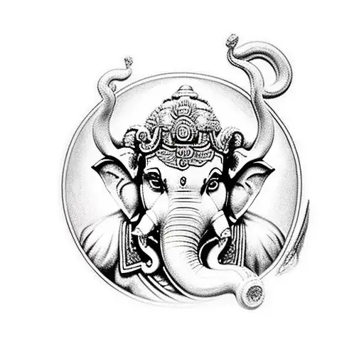 Ganesha Ra Zeus en el mismo escenario tattoo design idea
