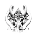 Ganesha Ra Zeus en el mismo escenario tattoo design idea