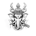 Ganesha Ra Zeus en el mismo escenario tattoo design idea