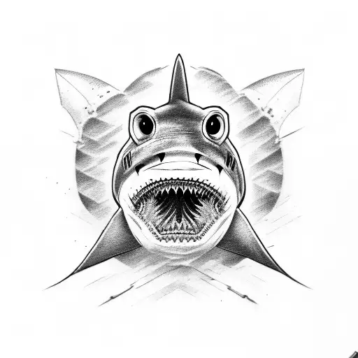 shark and zero character tattoo design idea