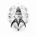 shark and zero character tattoo design idea