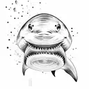 shark and zero character tattoo design idea