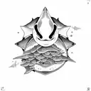 blacktip reef shark in sailor style tattoo design idea
