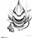 blacktip reef shark in sailor style tattoo design idea