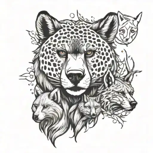 wolf bear gorilla fox cheetah deer tattoo design idea