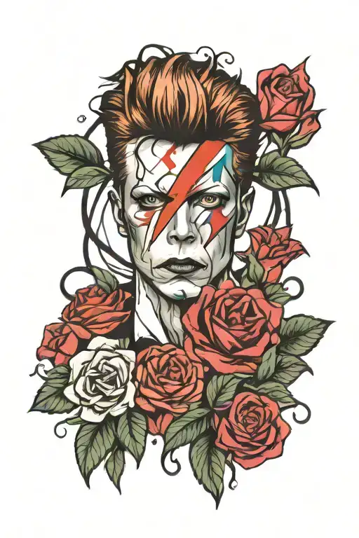 david bowie turn and face the strange line flower bouquet tattoo design idea